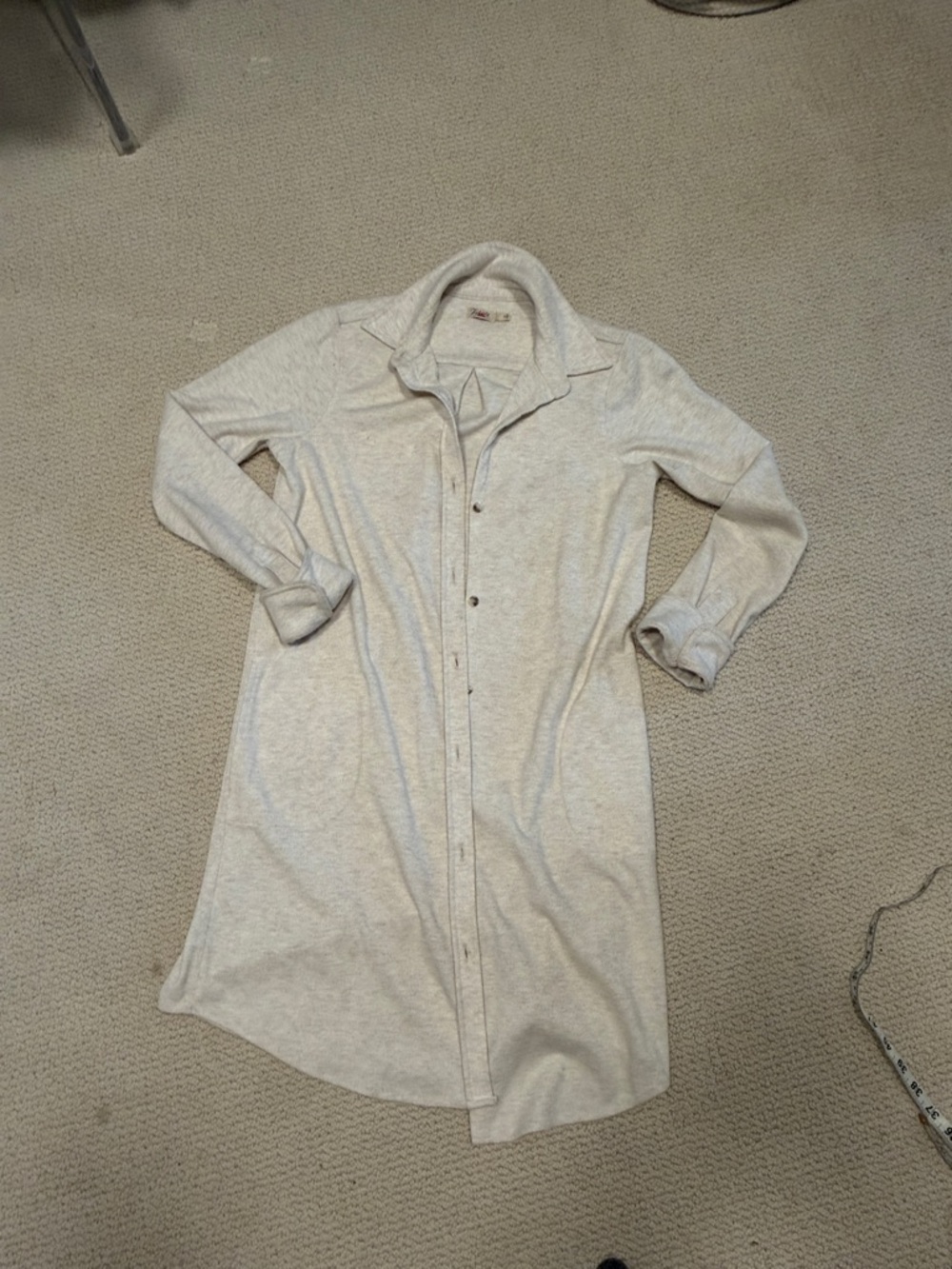 Faherty Light Heather Gray Long Sleeve Button-Front Shirt Dress